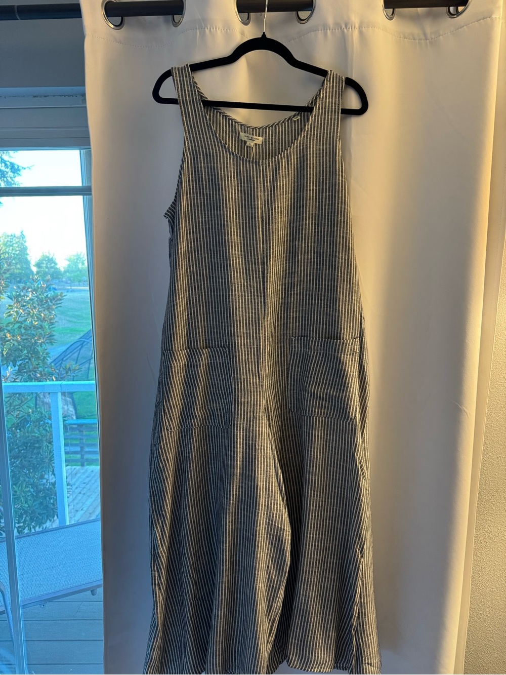 Striped Sleeveless Jumpsuit Dress - Blue/White